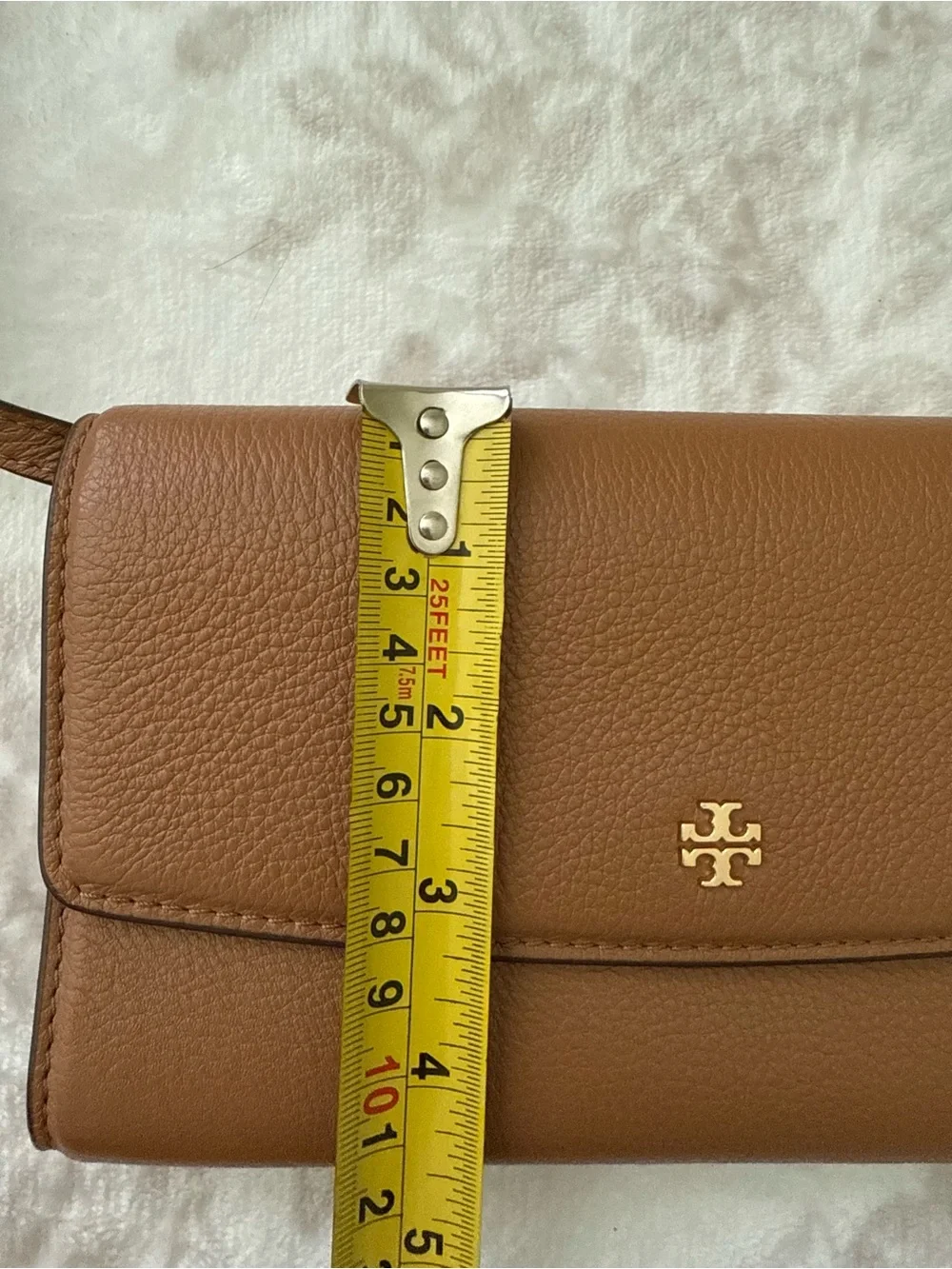 Tory Burch Tan Leather Small Crossbody Bag Wallet with Gold Logo